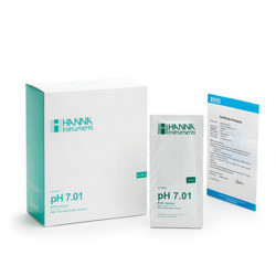 Solution tampon Hanna Instruments, pH 7,01, certificat d'analyse, 25 sachets 20 Ml
