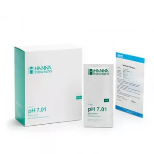 Solution tampon Hanna Instruments, pH 7,01, certificat d'analyse, 25 sachets 20 Ml