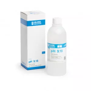 Solution tampon Hanna Instruments, pH 9,18, certificat d'analyse, bouteille 500 mL