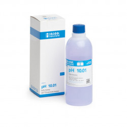 Solution tampon colorée Hanna Instruments, pH 10,01, ±0,01 pH, certificat d'analyse, bouteille 500 ml