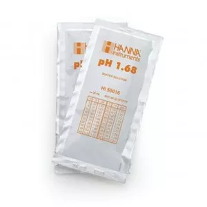 Solution tampon Hanna Instruments, pH 1,68, ±0,01 pH, certificat d'analyse, 25 sachets 20 mL