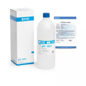 Solution tampon Hanna Instruments, pH 10,01, ±0,01 pH, certificat d'analyse, bouteille 1 L