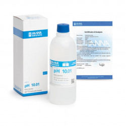 Solution tampon Hanna Instruments, pH 10,01, ±0,01 pH, certificat d'analyse, bouteille 500 mL