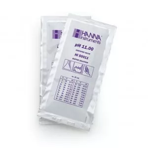 Solution tampon Hanna Instruments, pH 11,00, ±0,01 pH, certificat d'analyse, 25 sachets 20 mL