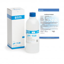 Solution tampon Hanna Instruments, pH 11,00, ±0,01 pH, certificat d'analyse, bouteille 500 mL
