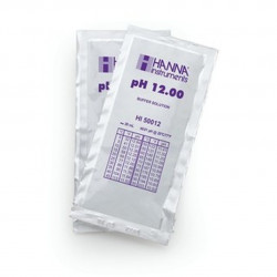 Solution tampon Hanna Instruments, pH 12,00, ±0,01 pH, certificat d'analyse, 25 sachets 20 mL