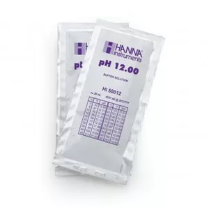 Solution tampon Hanna Instruments, pH 12,00, ±0,01 pH, certificat d'analyse, 25 sachets 20 mL