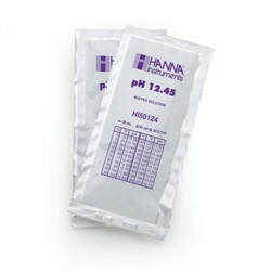 Solution tampon Hanna Instruments, pH 12,45, ±0,01 pH, certificat d'analyse, 25 sachets 20 mL