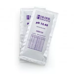 Solution tampon Hanna Instruments, pH 12,45, ±0,01 pH, certificat d'analyse, 25 sachets 20 mL