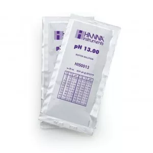 Solution tampon Hanna Instruments, pH 13,00, ±0,01 pH, certificat d'analyse, 25 sachets 20 mL