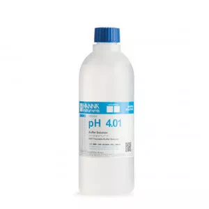 Solution tampon Hanna Instruments, pH 4,01, ±0,01 pH, certificat d'analyse, bouteille 500 mL