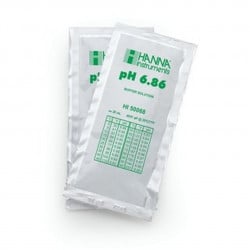 Solution tampon Hanna Instruments, pH 6,86, ±0,01 pH, certificat d'analyse, 25 sachets 20 mL