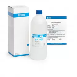 Solution tampon Hanna Instruments, pH 8,00, ±0,01 pH, certificat d'analyse, bouteille 1 L