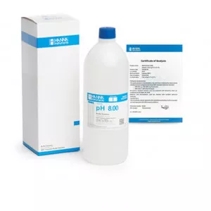 Solution tampon Hanna Instruments, pH 8,00, ±0,01 pH, certificat d'analyse, bouteille 1 L