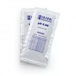 Solution tampon Hanna Instruments, pH 9,00, ±0,01 pH, certificat d'analyse, 25 sachets 20 mL