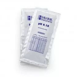 Solution tampon Hanna Instruments, pH 9,18, ±0,01 pH, certificat d'analyse, 25 sachets 20 mL