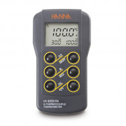 Thermomètre compact étanche à thermocouple type K °C-°F Hanna Instruments, min-max, HOLD, étalonnage à 0 °C, coffret