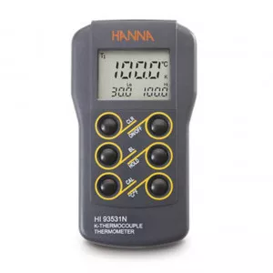 Thermomètre compact étanche à thermocouple type K °C-°F Hanna Instruments, min-max, HOLD, étalonnage à 0 °C, coffret