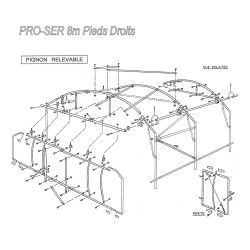 Abri bâché Bati-Ser Axame, 9,6 x 40 m, pieds droits AXAMBAT940PEPCPF