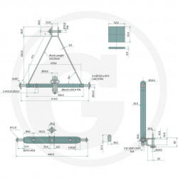 Attelage pour 3e point 30 CV dim. 22 x 508 x 19 mm