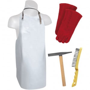 Lot équipement Pro GYS du soudeur : tablier, gants, marteau, brosse