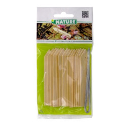 Etiquettes en bois (teinte naturel) à suspendre pour plantes incl. fil de fer - H10 cm - lot de 15