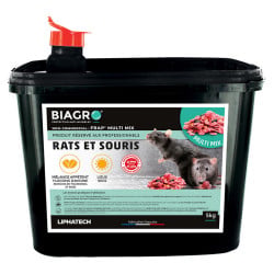 Raticide Professionnel BIAGRO Céréales Multi Mix très appétent, seau 5 kg