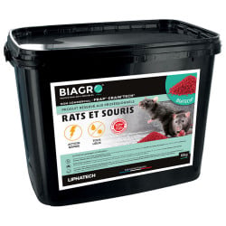 Raticide Professionnel BIAGRO Céréales BléTECH tous lieux, seau 6 kg