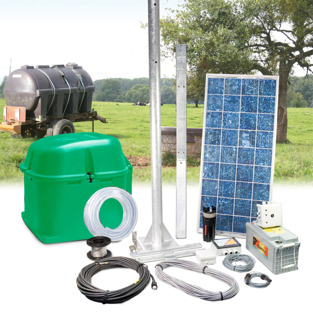 pompe cuve récupération d'eau pluie sur batterie et solaire / pump