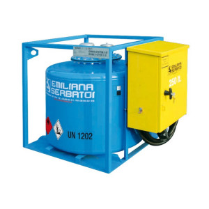 Réservoir Traspo 250 L Gasoil, normes ADR - pompe 230 V (55 l/min), pistolet automatique avec tuyau 5 m