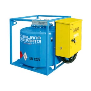 Réservoir Traspo 250 L Essence, normes ADR - pompe ATEX 12 V (50 l/min), pistolet ATEX avec tuyau 5 m
