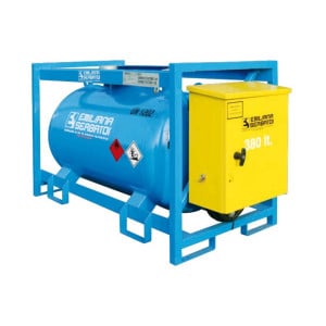 Réservoir Traspo 380 L Gasoil, normes ADR - pompe 24V (60 l/min), pistolet automatique avec tuyau 5 m