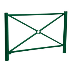 Barrière Province Inox brossé Procity, cadre simple croix, L 1572 x 1000 mm - Peint/zinc - Scellement direct - Vert mousse