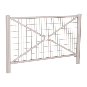 Barrière Province Inox brossé Procity, cadre grillagé, L 1572 x 1000 mm - Peint/zinc - Scellement direct - Gris soie