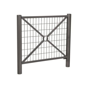 Barrière Province Inox brossé Procity, cadre grillagé, L 1072 x 1000 mm - Peint/zinc - Scellement direct - Gris Procity