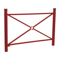 Barrière Province City Procity, cadre simple croix, L 1572 x 1000 mm - Peint/zinc - Scellement direct - Rouge pourpre