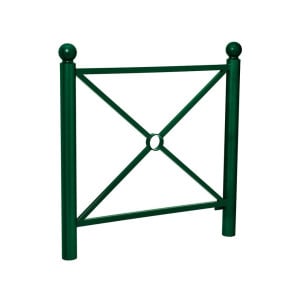 Barrière Province Boule Procity, cadre simple croix, L1072 x1000 mm - Peint/zinc - Scellement direct - Vert mousse