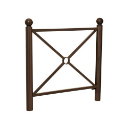 Barrière Province Boule Procity, cadre simple croix, L1072 x1000 mm - Peint/zinc - Scellement direct - Brun chocolat