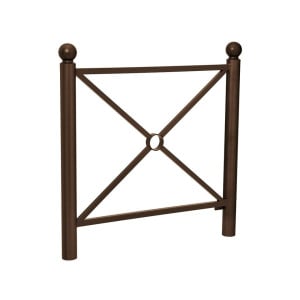 Barrière Province Boule Procity, cadre simple croix, L1072 x1000 mm - Peint/zinc - Scellement direct - Brun chocolat