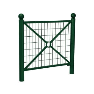 Barrière Province Boule Procity, cadre grillagé, L1072 x1000 mm (hors pommeau) - Peint/zinc - Scellement direct - Vert mousse
