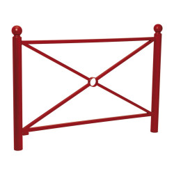 Barrière Province Boule Procity, cadre simple croix, L1572 x1000 mm - Peint/zinc - Scellement direct - Rouge pourpre