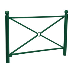 Barrière Province Boule Procity, cadre simple croix, L1572 x1000 mm - Peint/zinc - Scellement direct - Vert mousse