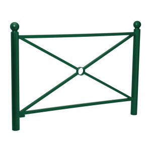 Barrière Province Boule Procity, cadre simple croix, L1572 x1000 mm - Peint/zinc - Scellement direct - Vert mousse