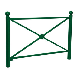 Barrière Province Boule Procity, cadre rosace, L1572 x1000 mm (hors pommeau) - Peint/zinc - Scellement direct - Vert mousse