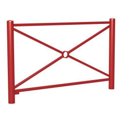 Barrière Carrefour Procity, cadre simple croix, L1572 x 1025 mm - Acier peint/zinc - Scellement direct - Rouge pourpre