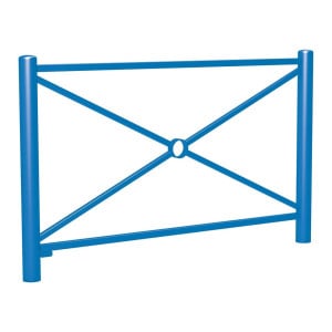 Barrière Carrefour Procity, cadre simple croix, L1572 x 1025 mm - Acier peint/zinc - Scellement direct - Bleu gentiane