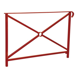 Barrière main courante Héritage Procity, cadre simple croix, simple crosse, L1500 x 1000 mm - Scellement direct - Rouge pourpre