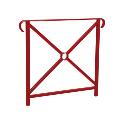 Barrière main courante Héritage Procity, cadre simple croix, double crosse, L800 x 1000 mm - Scellement direct - Rouge pourpre