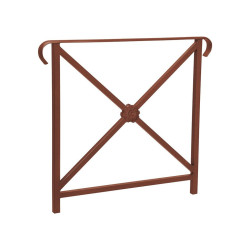 Barrière main courante Héritage Procity, cadre rosace, double crosse, L800 x 1000 mm - Scellement direct - Aspect Corten