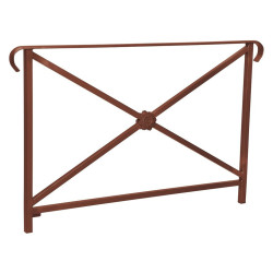 Barrière main courante Héritage Procity, cadre rosace, double crosse, L1500 x 1000 mm - Scellement direct - Aspect Corten